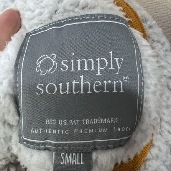 Simply Southern Fleece Pullover Women Small Gray Sherpa Snap Button Pocket Logo - Picture 5 of 6